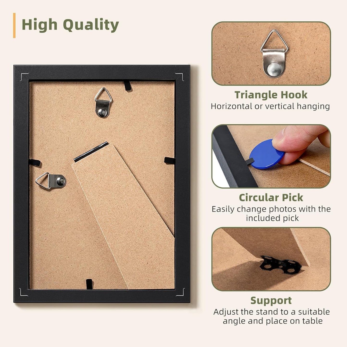 Picture Frames / Mat or Without / 4 x 6 / Black / Set of 10