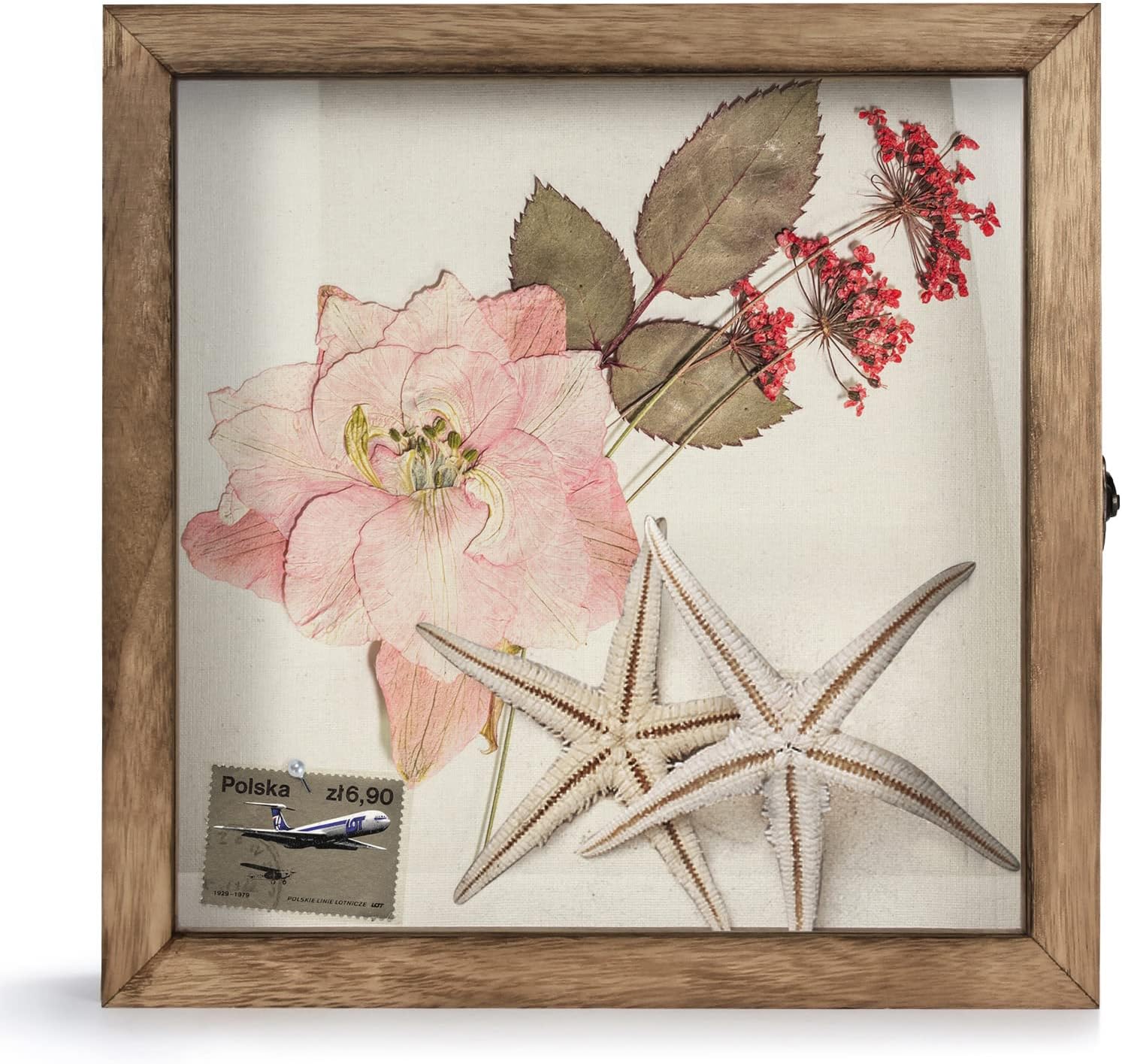 TJ.MOREE Shadow Box 11x11 Memory Display Case Wood Picture Frame Carbonized | Fits 9.4x9.4Inserts with Linen Back &