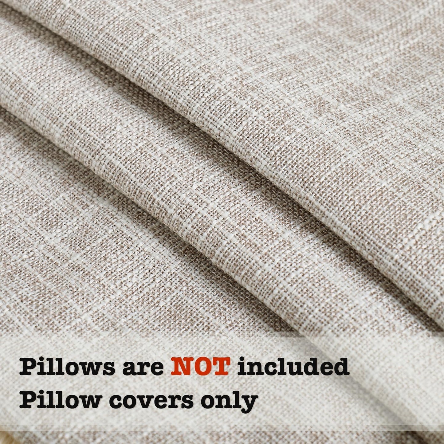 Faux Linen Fringe Decorative Throw Pillow Covers Burlap Boho Farmhouse / Beige / 18 x 18 / Set of 2