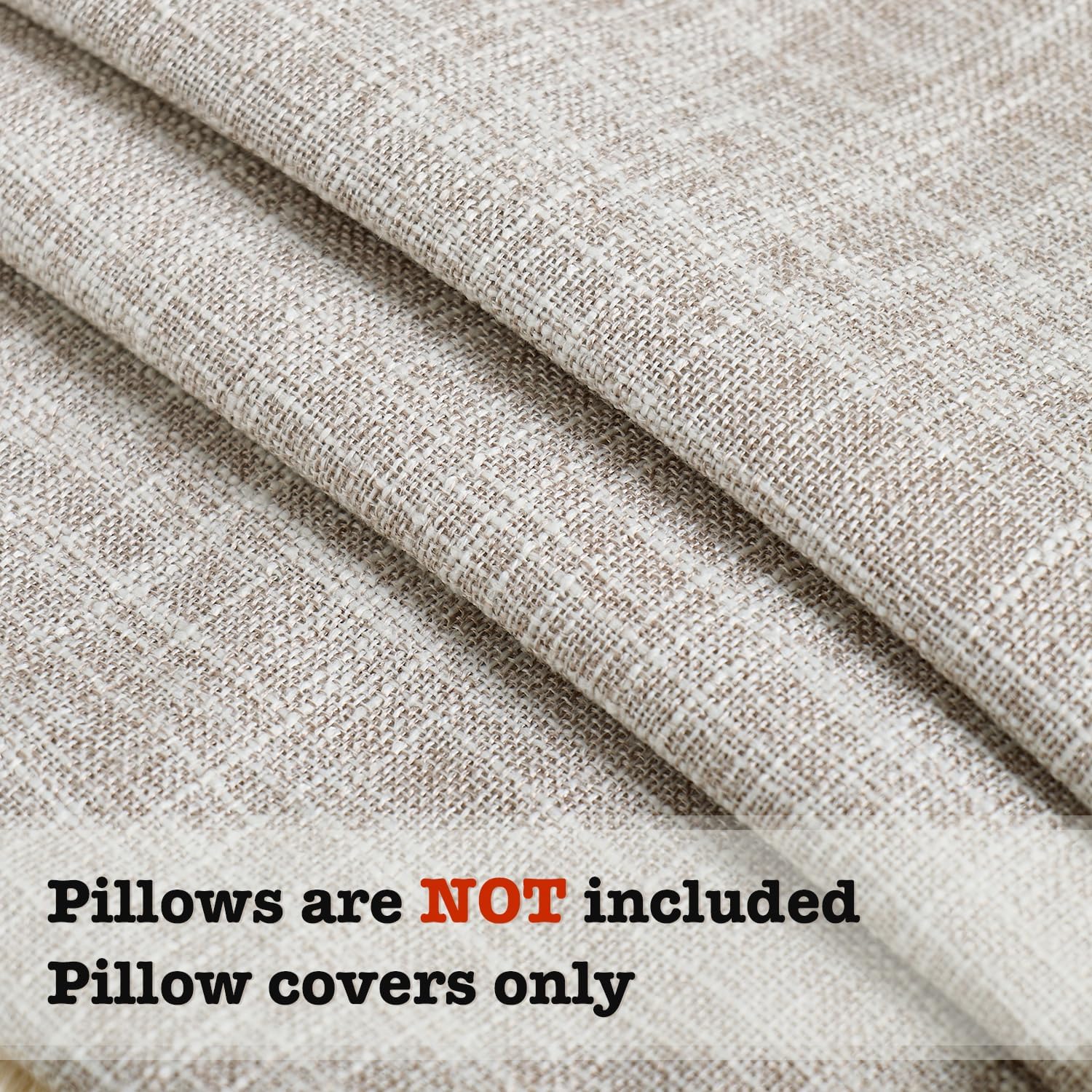 Faux Linen Fringe Decorative Throw Pillow Covers Burlap Boho Farmhouse / Beige / 18 x 18 / Set of 2