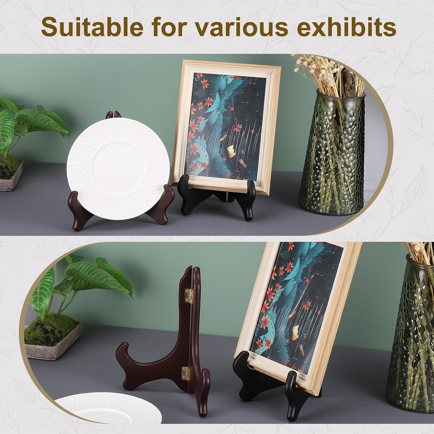 Wooden Easel Plate Holder / Black / Set of 12