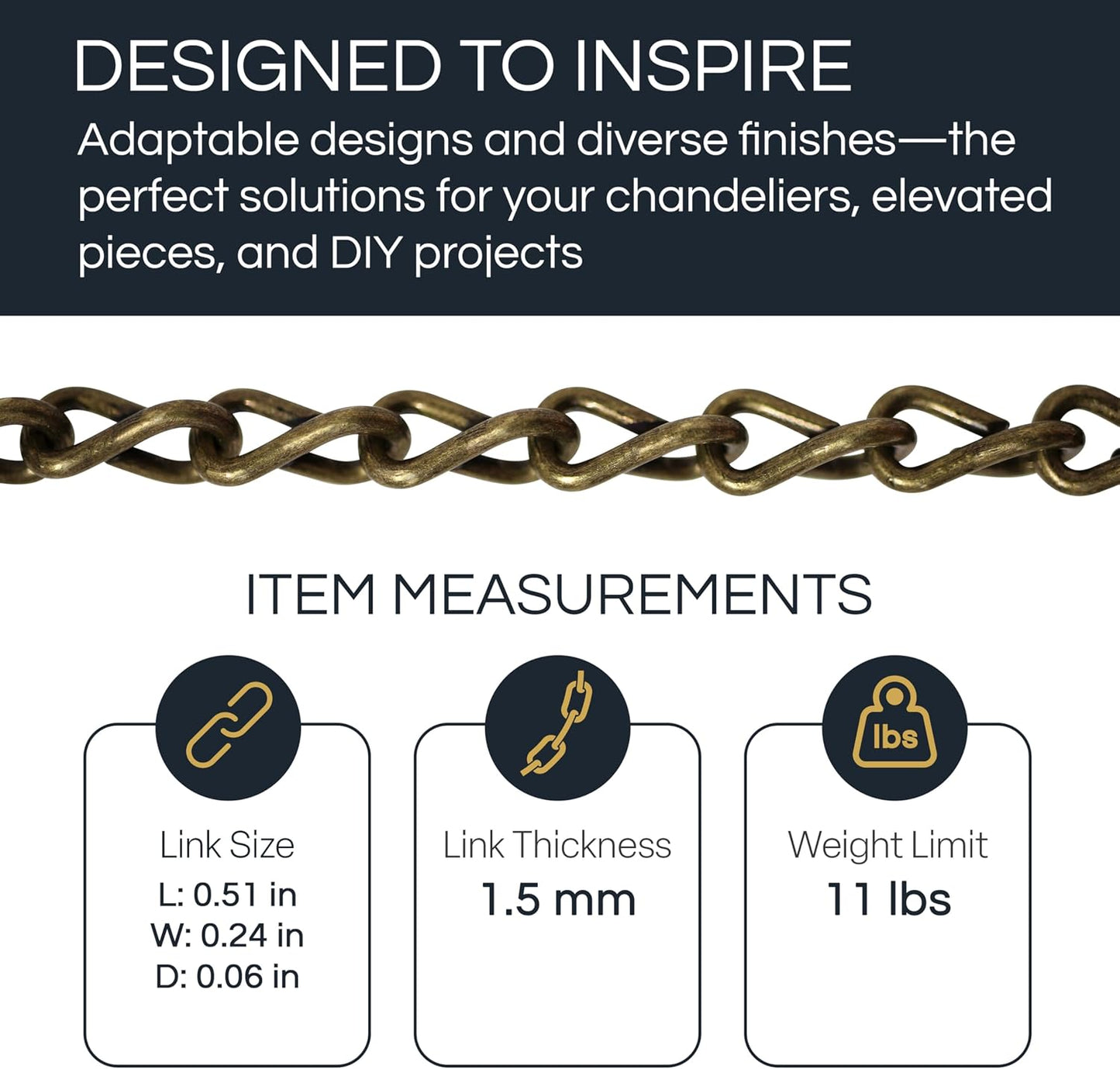 CH-S51-16-AC-3 Steel Basket Chain / U13 / Antique Copper