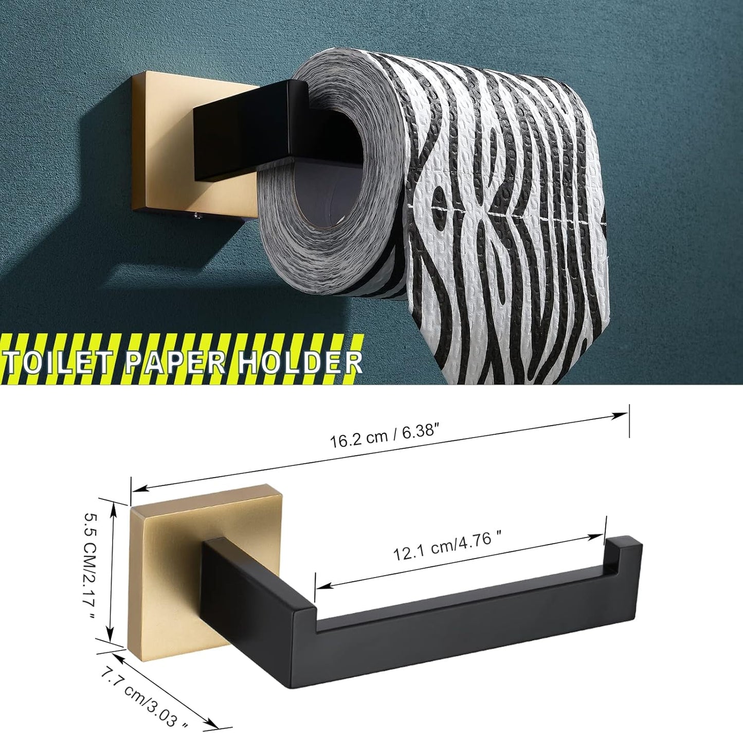 Bathroom Towel Bar Holder Sets Black and Gold 4-Piece Bathroom Hardware Set Stainless Steel Bath Accessories Kit. Wall