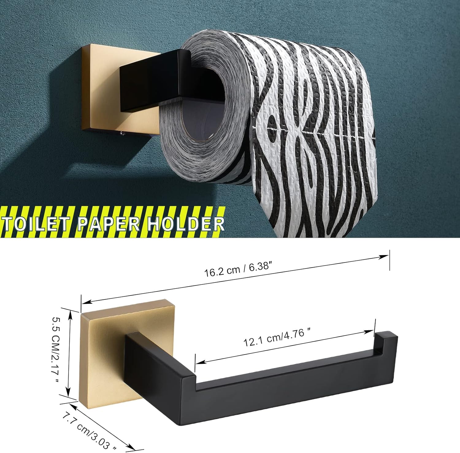 Bathroom Towel Bar Holder Sets Black and Gold 4-Piece Bathroom Hardware Set Stainless Steel Bath Accessories Kit. Wall