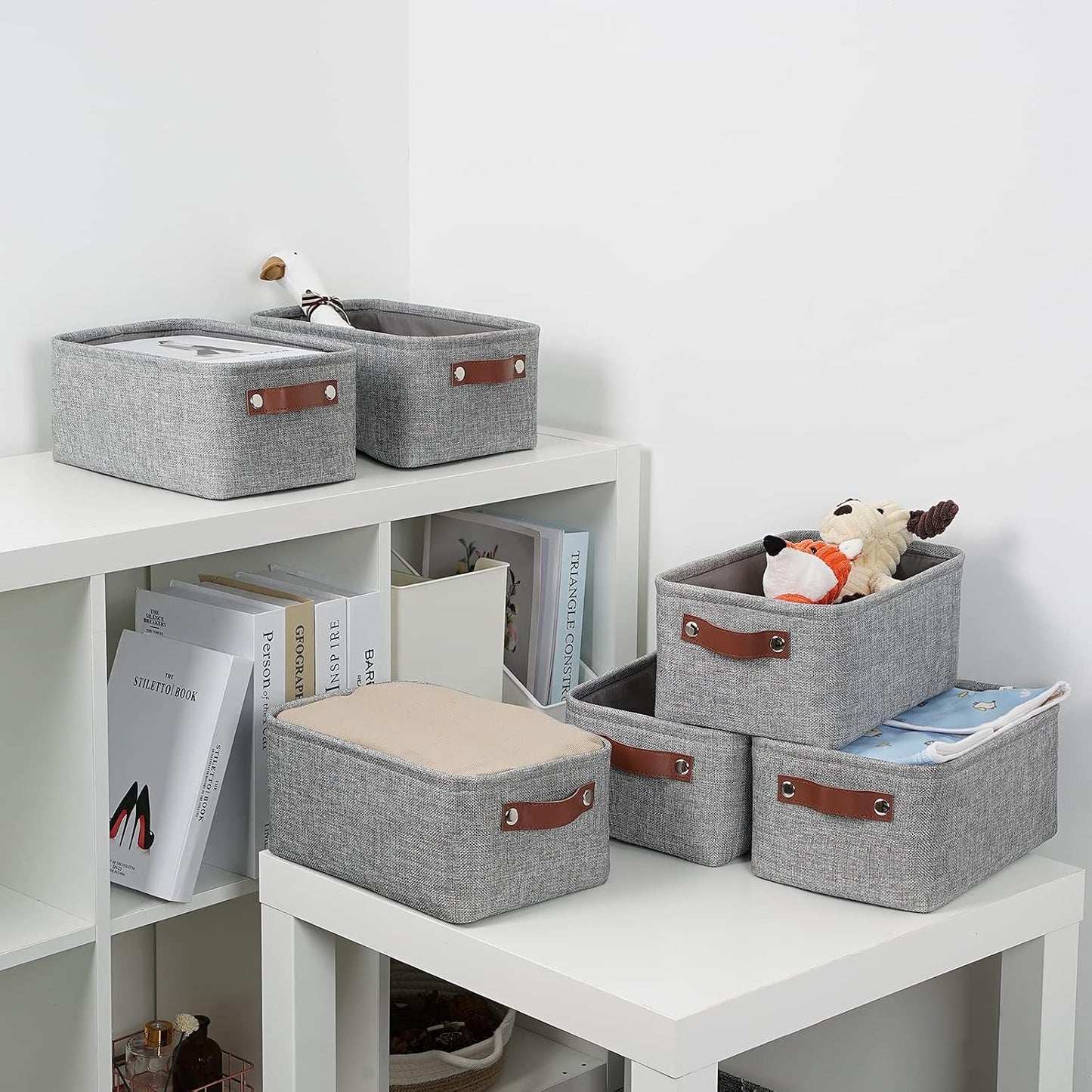 Fabric Storage Bins / Grey / 11.8 x 7.9 x 5.1 / Small/6p / Set of 3