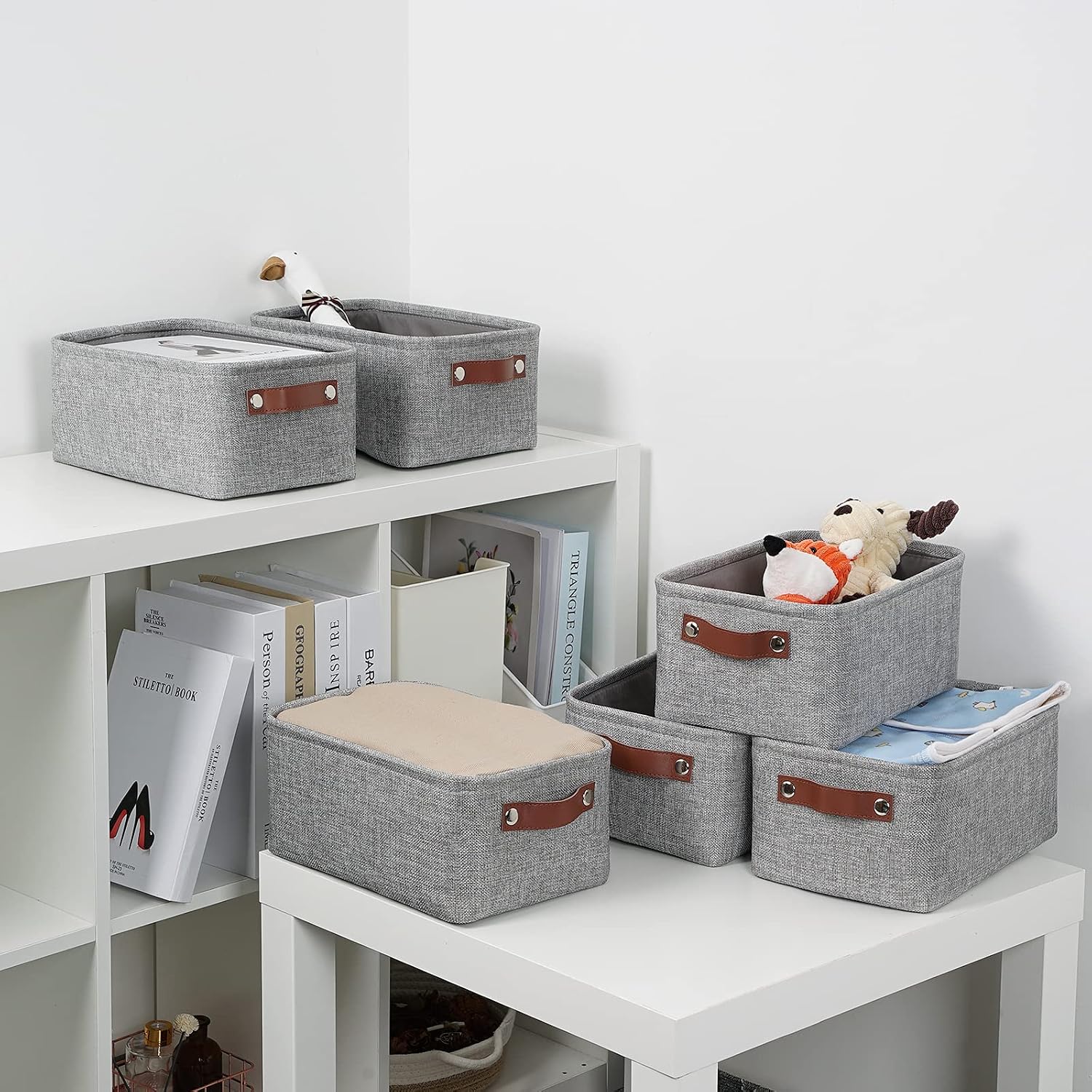 Fabric Storage Bins / Grey / 11.8 x 7.9 x 5.1 / Small/6p / Set of 3