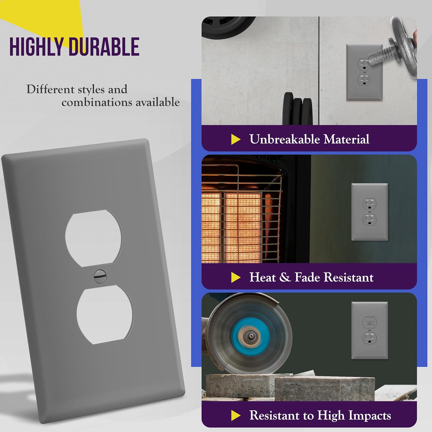 ENERLITES Duplex Receptacle Outlet Wall Plate, Jumbo Electrical Outlet Covers, Gloss Finish, Oversized 1-Gang 5.51" x