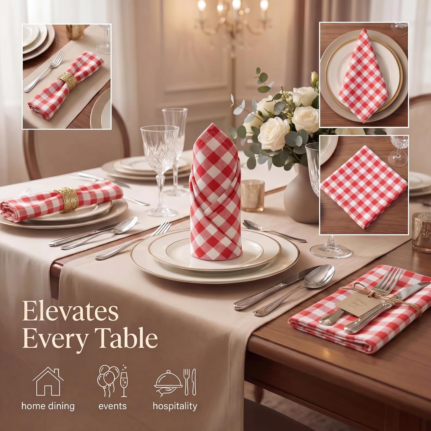 Urban Villa Cloth Napkins Cotton 12x12 (Set of 12) Red