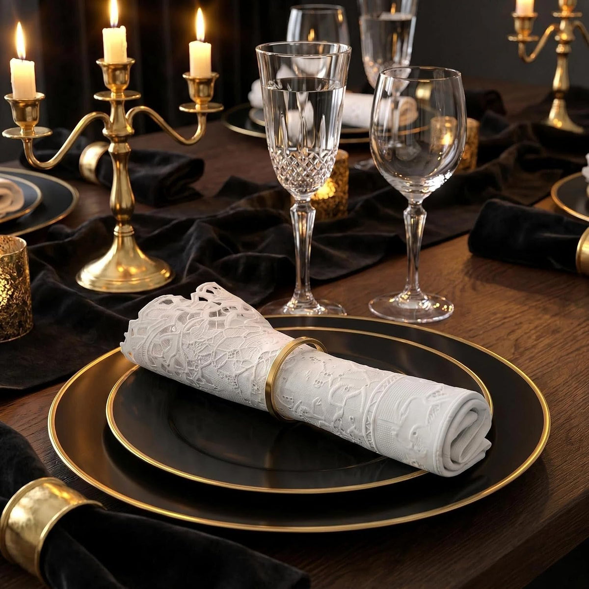 200 Pcs Gold Napkin Rings Bulk Delicate Napkin Holder for Dining Wedding Party Banquet Table Decroration Christmas and