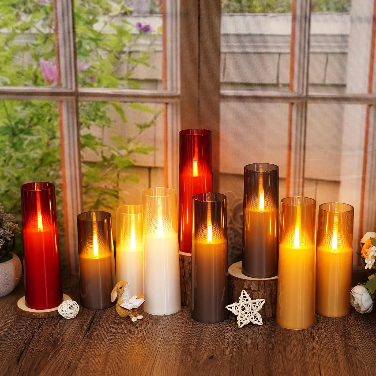 kakoya Flameless LED Candles Upgraded Realistic Flickering Flame,7Pcs Battery Operated Candles with Remote Timers,LED