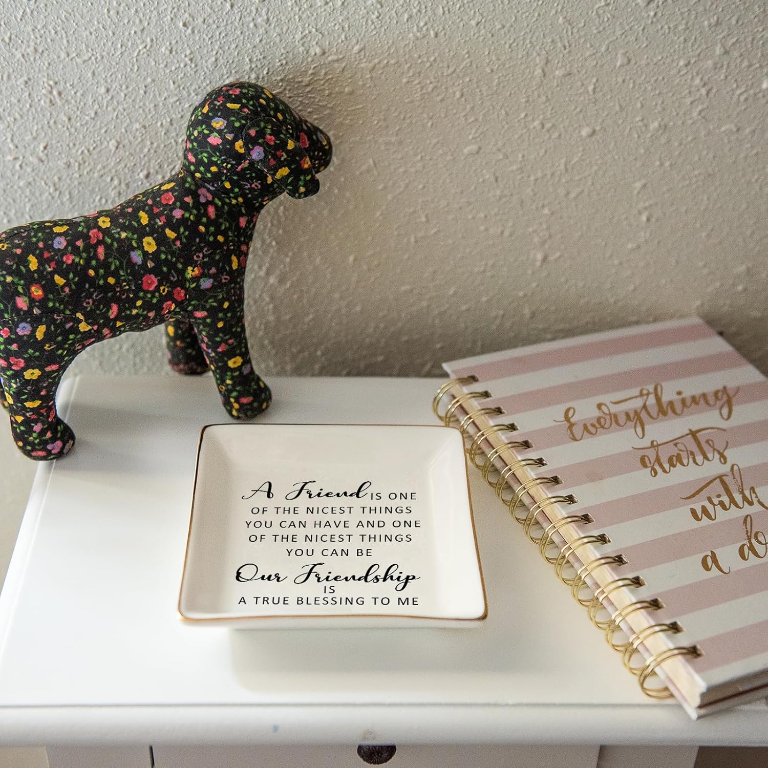 Friendship Quotes-Ceramic Jewelry Tray -A Friend is One of The / Frienship