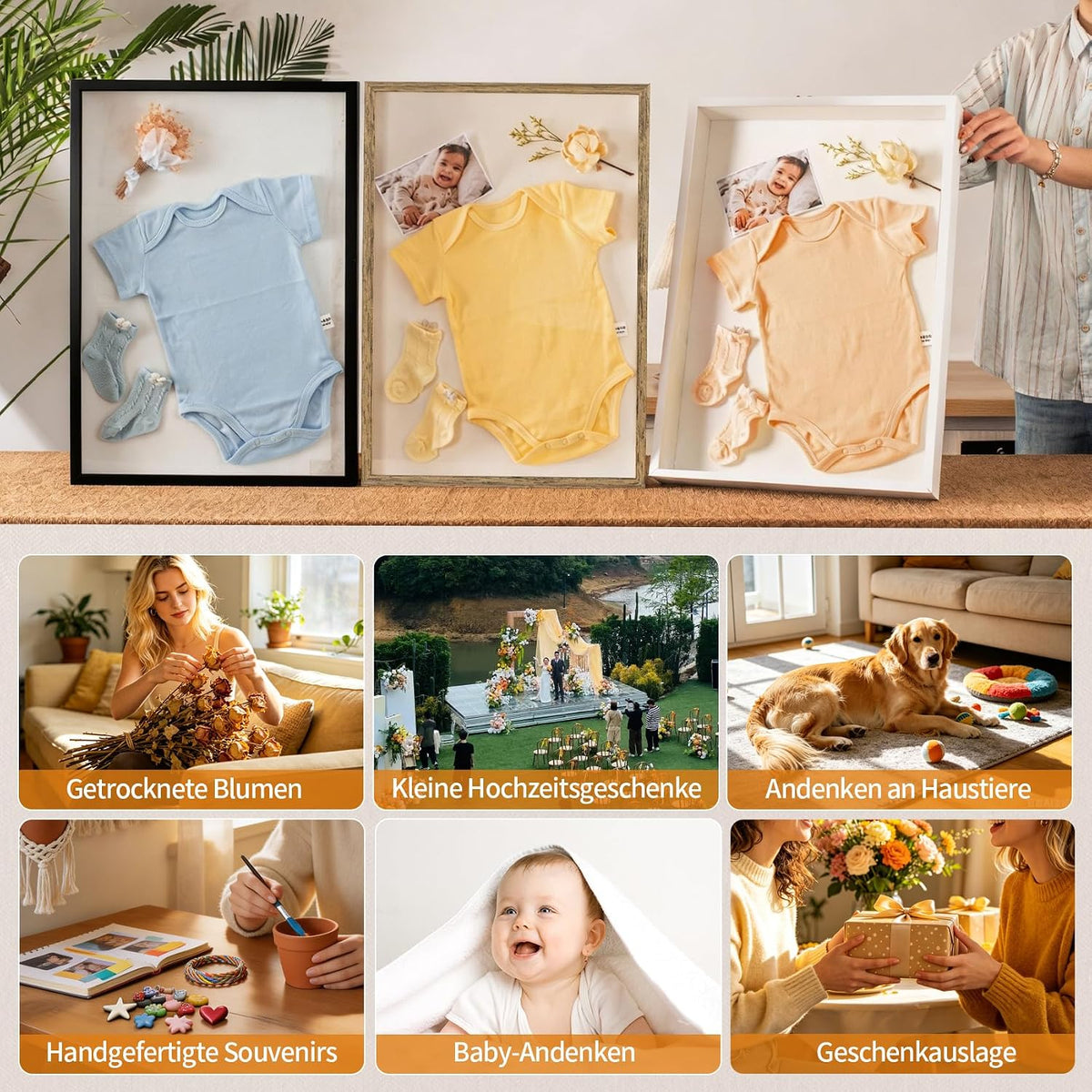 16x20 Large Shadow Box Frame with Thickened Acrylic Panel & Pins | With Push Pins, Deep 1.7" Black Shadow Box Display