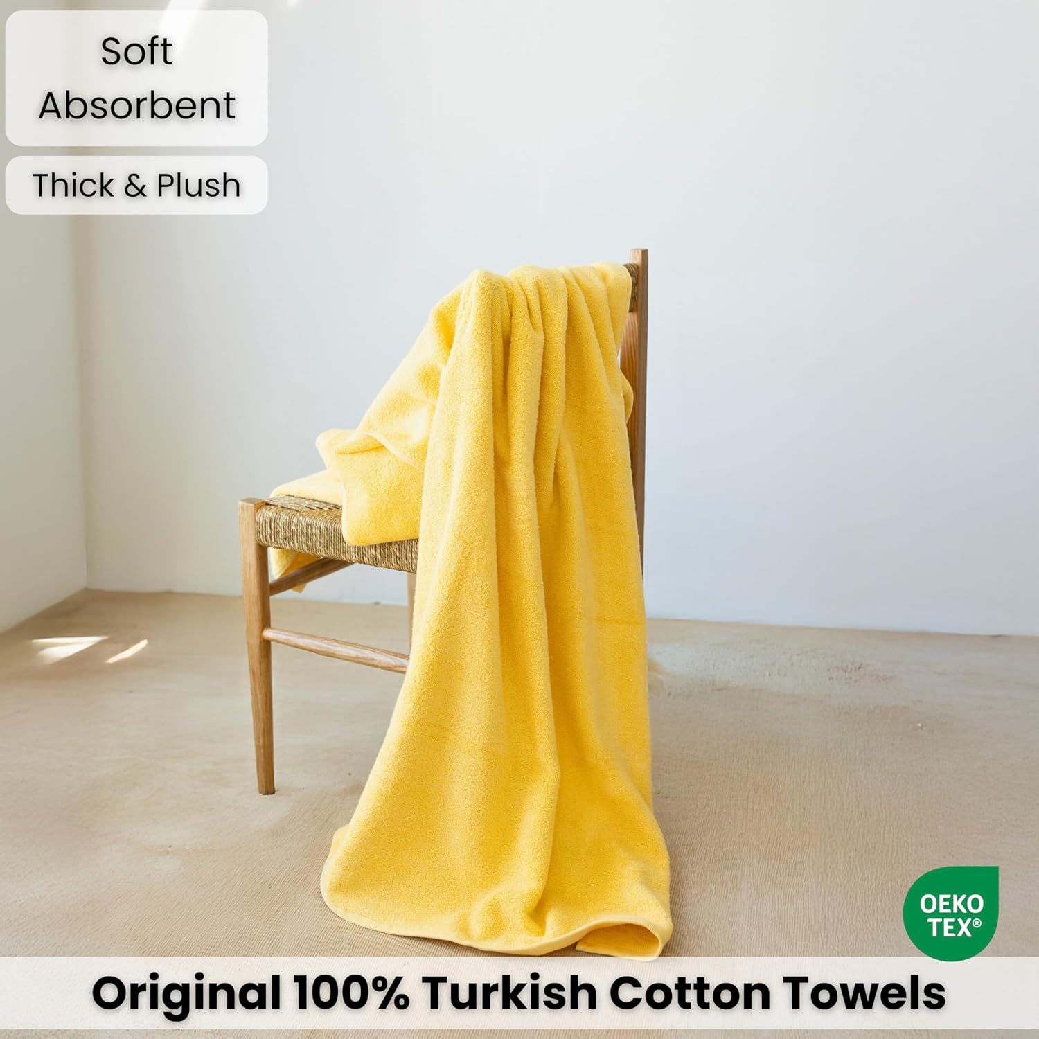 SALBAKOS Luxury 100% Turkish Cotton Bath Sheet 40x80 in (1-Piece, Yellow) | Extra Large Jumbo Oversized Bathroom and