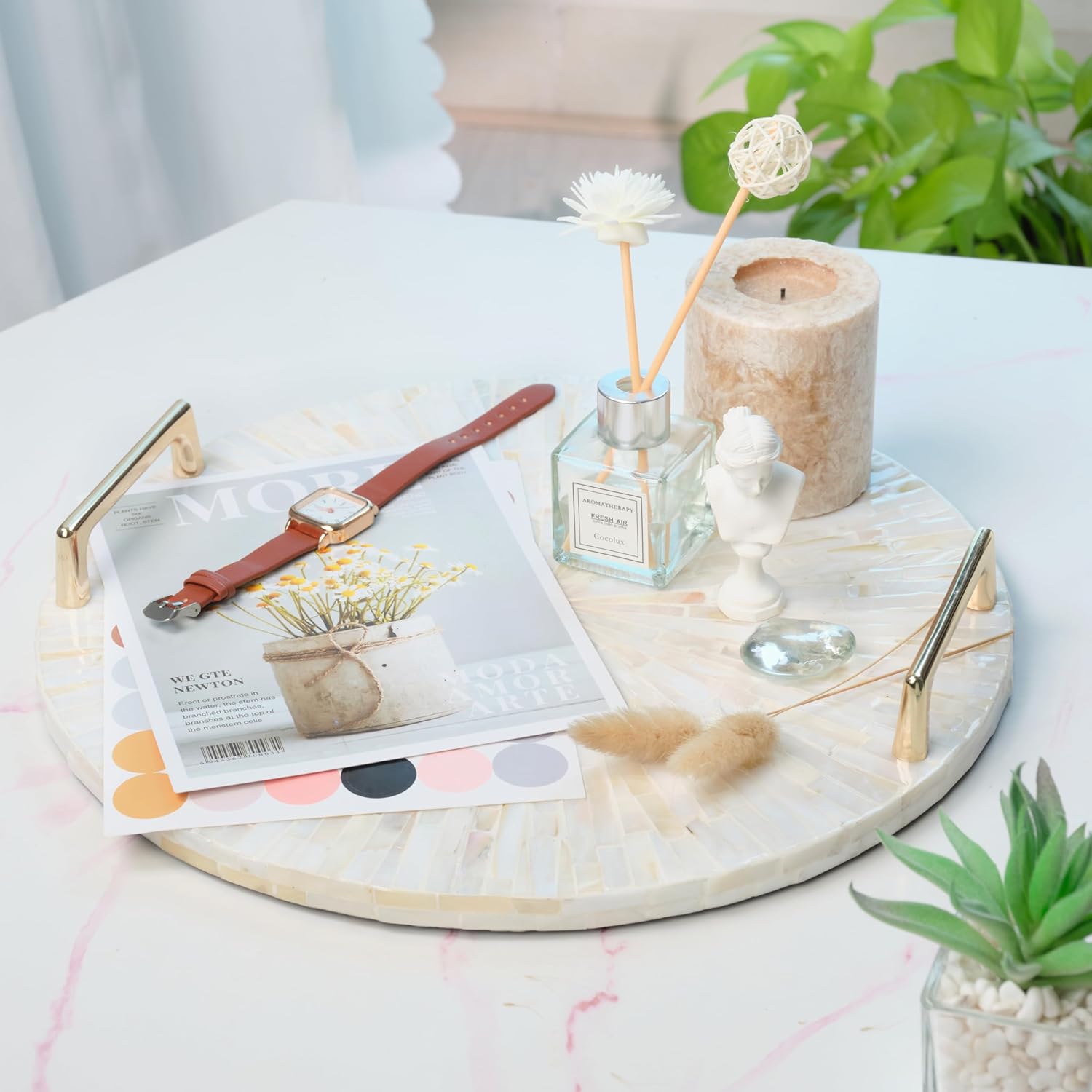 Vanity/Perfume/Trinket Tray / Cream Starburst