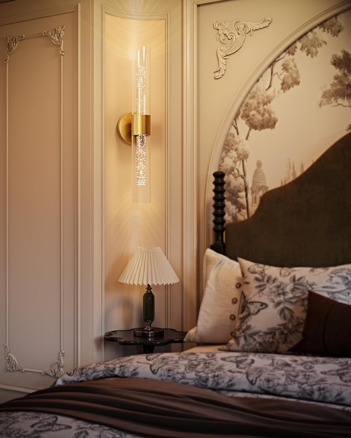 Gold Wall Sconces Battery Operated with Remote Control, 21.5 Inch 3CCT | Rechargeable Wall Sconce with Timer, Dimmable