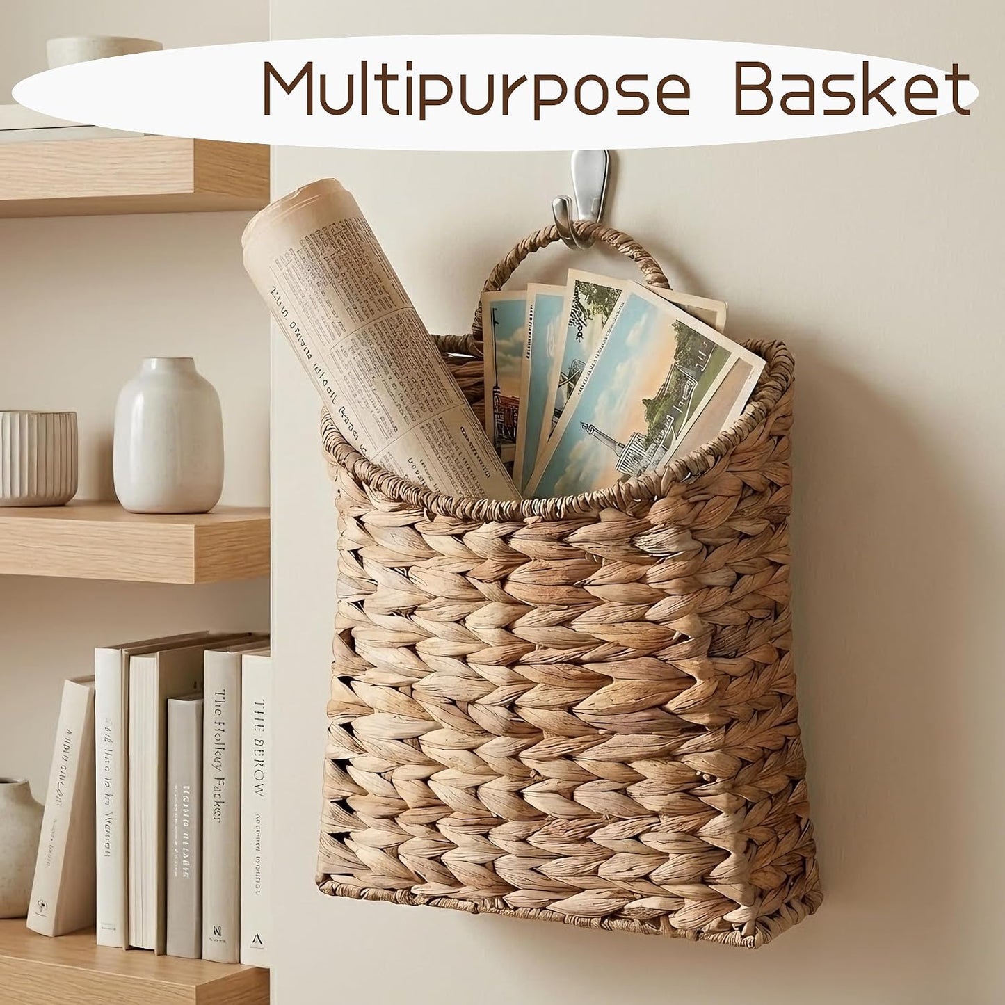 Handwoven Wicker Wall Hanging Baskets / Natural