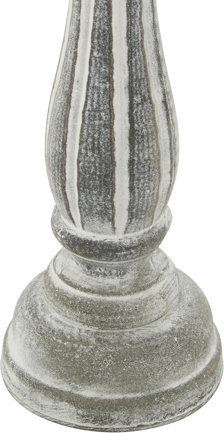 Deco 79 Wooden Decorative Candle Holder Distressed Turned Candle Stand, Set of 3 Candlestick Holder 15", 13", 11"H, Gray