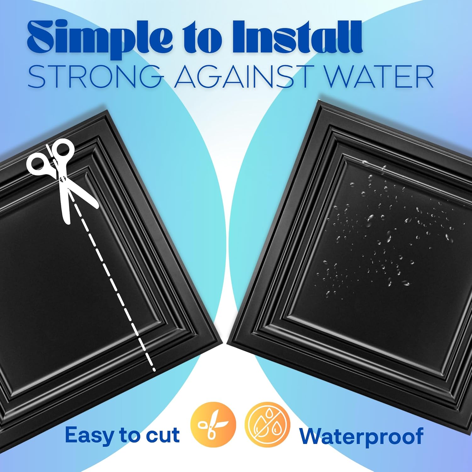Decorative Panels / PVC Drop Ceiling Tiles / Matte Black / 24 x 24 / Set of 12