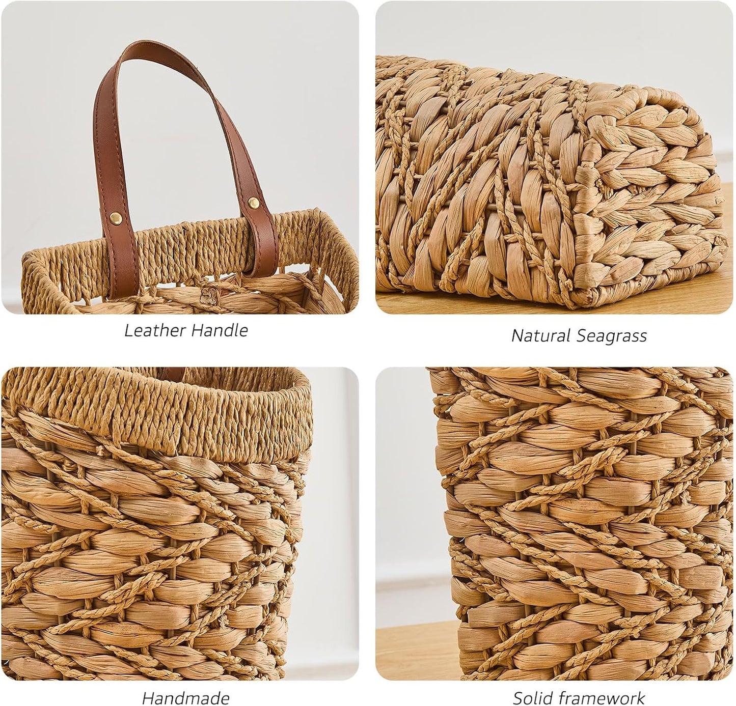 Handwoven Front Door Basket Water Hyacinth Wall Hanging Basket Decorative Boho Mounted / Mix