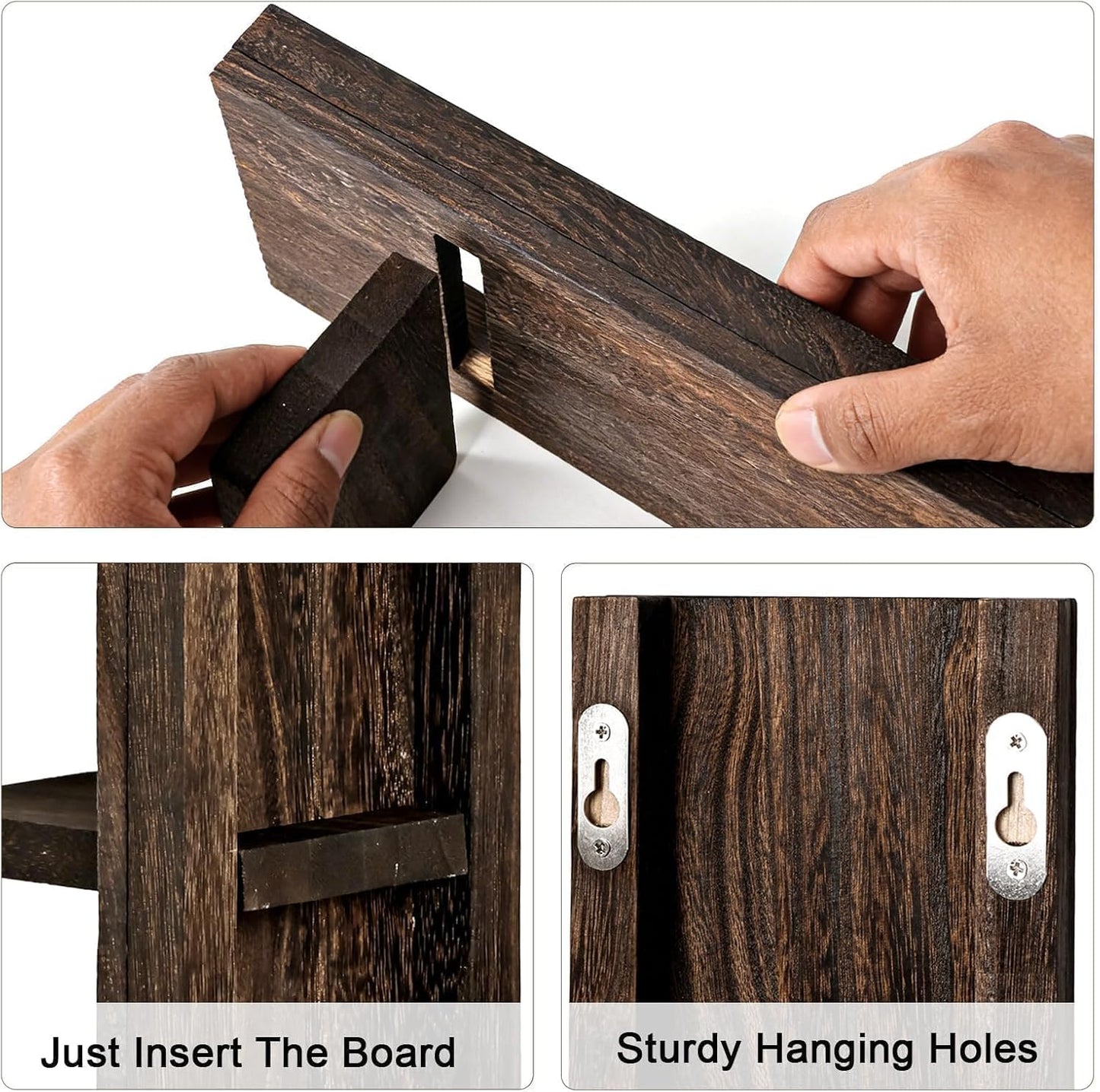 Farmhouse Wall Planter for Small Spaces / Dark Walnut / Set of 2