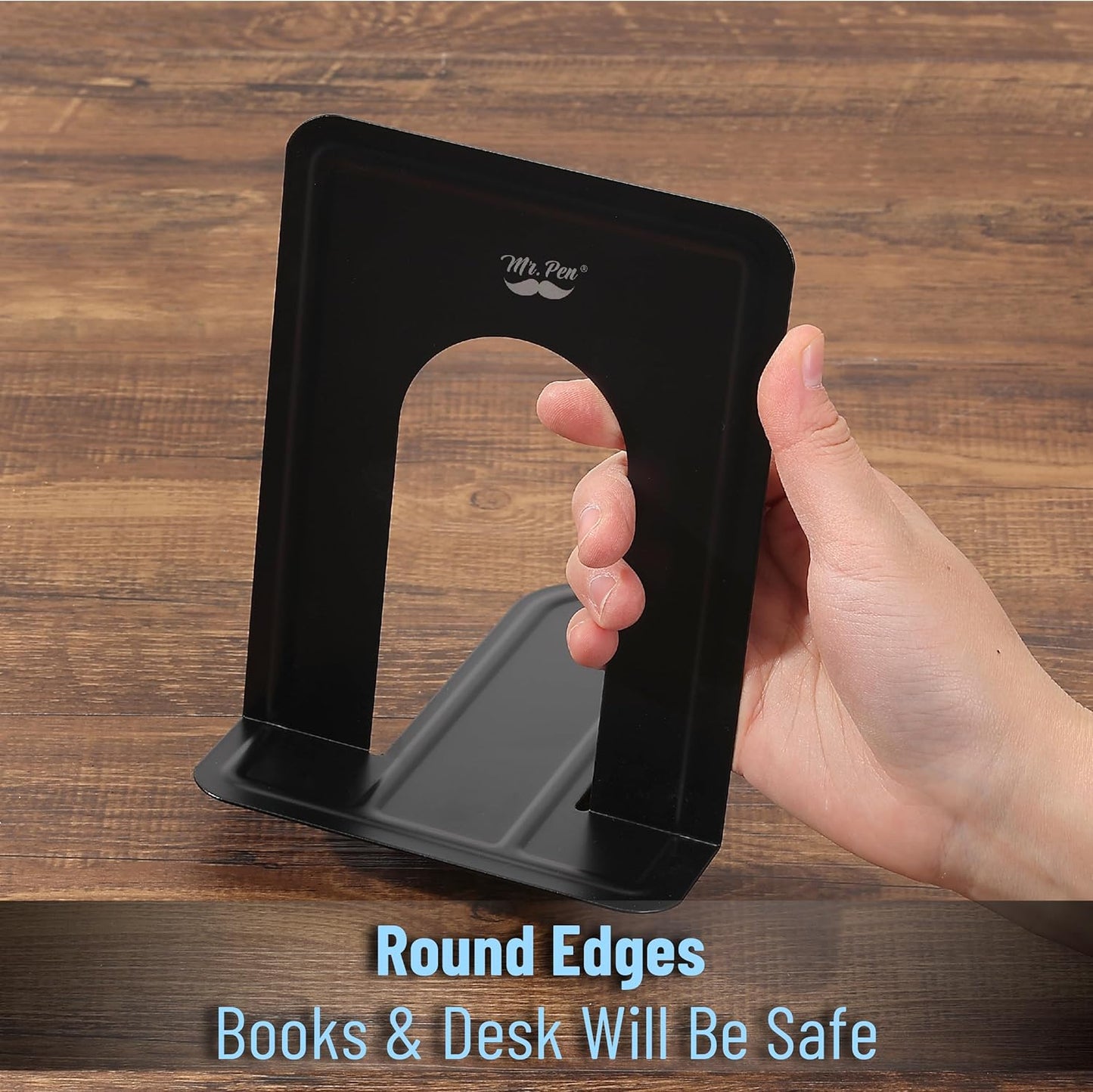 Metal Bookends / Heavy Duty Metal Bookends / Black / Set of 8