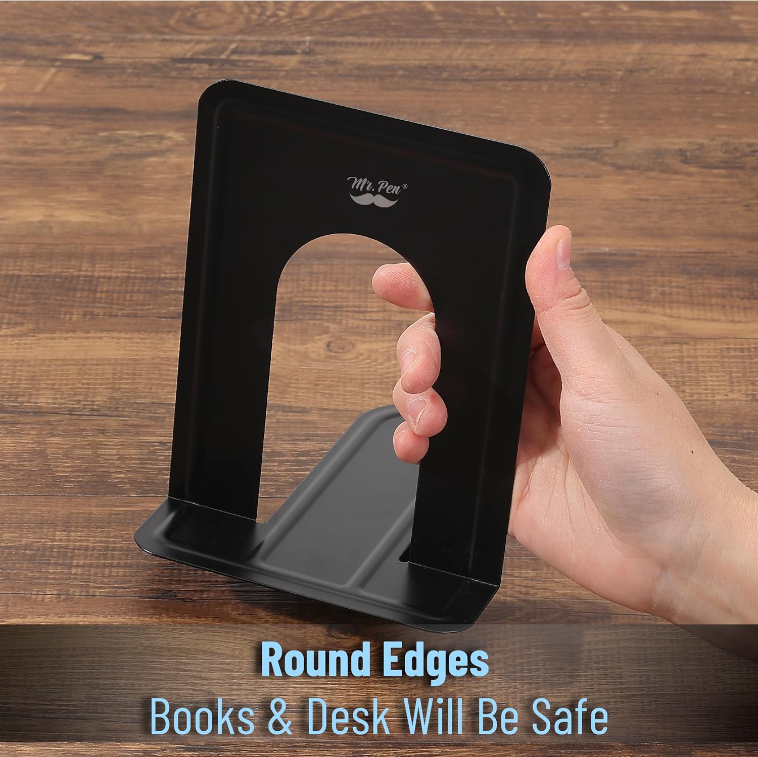 Metal Bookends / Heavy Duty Metal Bookends / Black / Set of 8