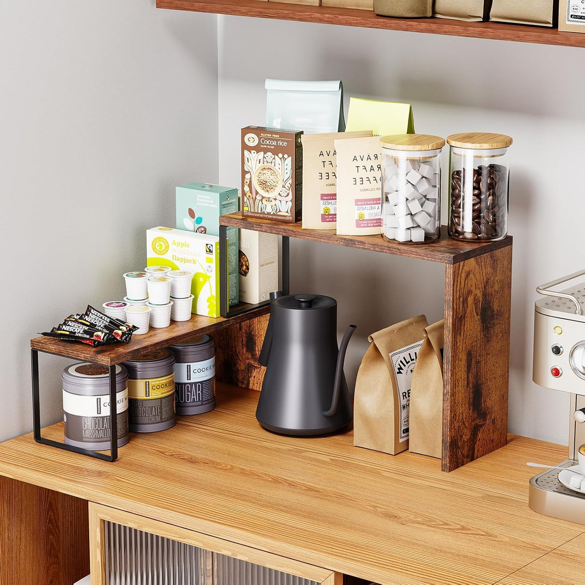 Kitchen Countertop Organizer, Spice Rack Cabinet Organizer Shelf Stackable Counter Corner Shelves Organization and