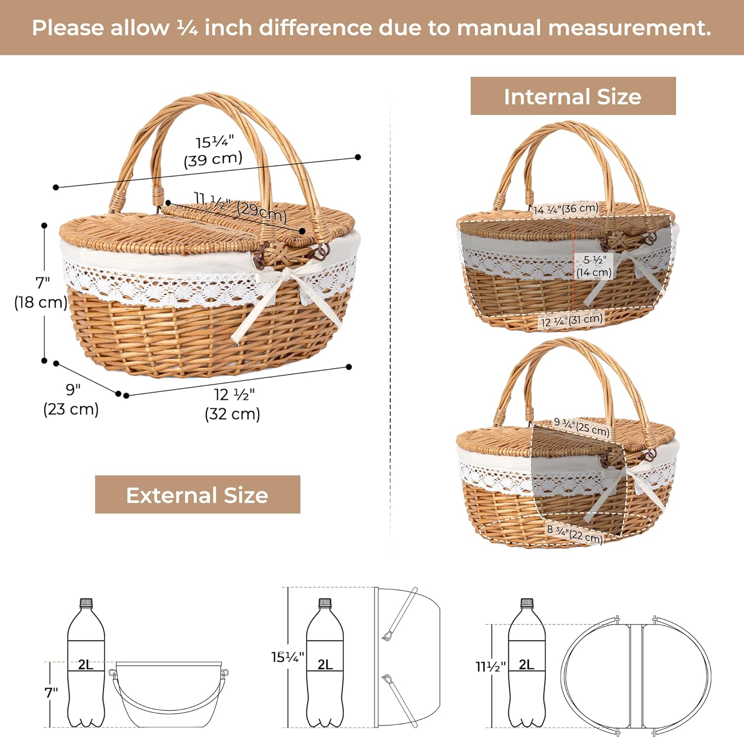 Woven Basket / Wicker Basket / White / Regular