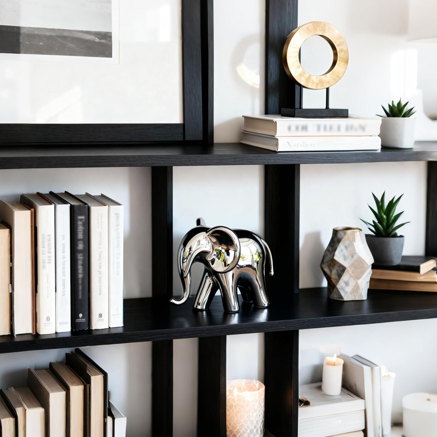 Ceramic Elephant Statue / Silver / Male