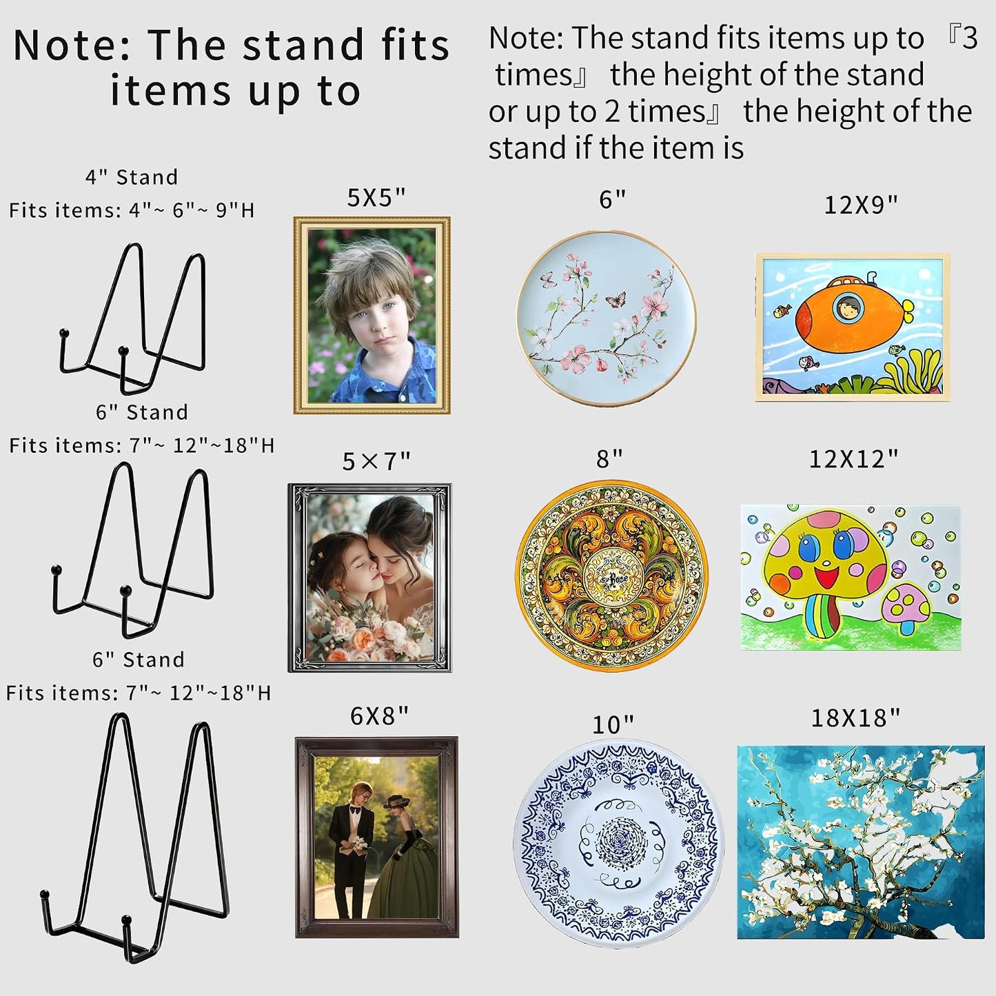 12 Pack 6"Plate Stands for Display,Metal Plate Holders Display Stands Can Be Used for Picture Stands,Book Stands for