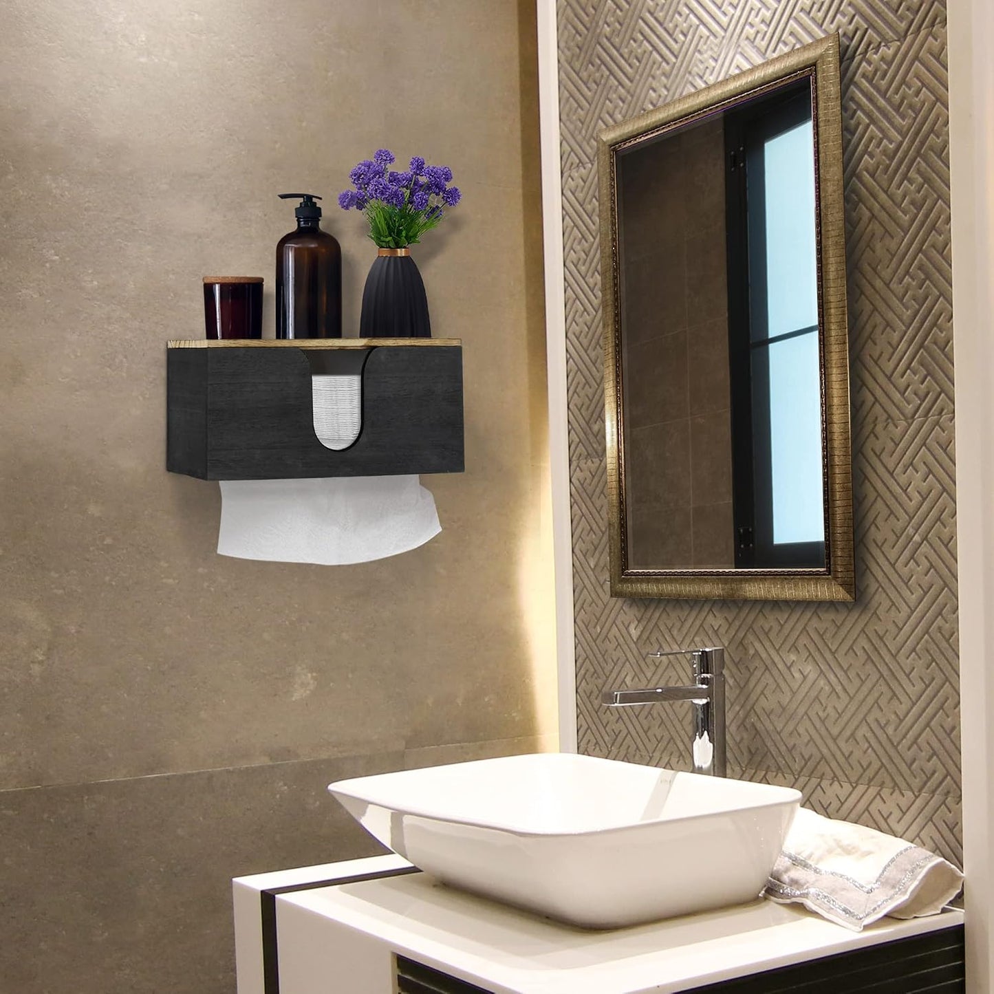 Solid Wood Paper Towel Dispenser Wall Mounted, Folded Paper Towel Holder with Lid, Commercial C-Fold, Z-Fold, Trifold