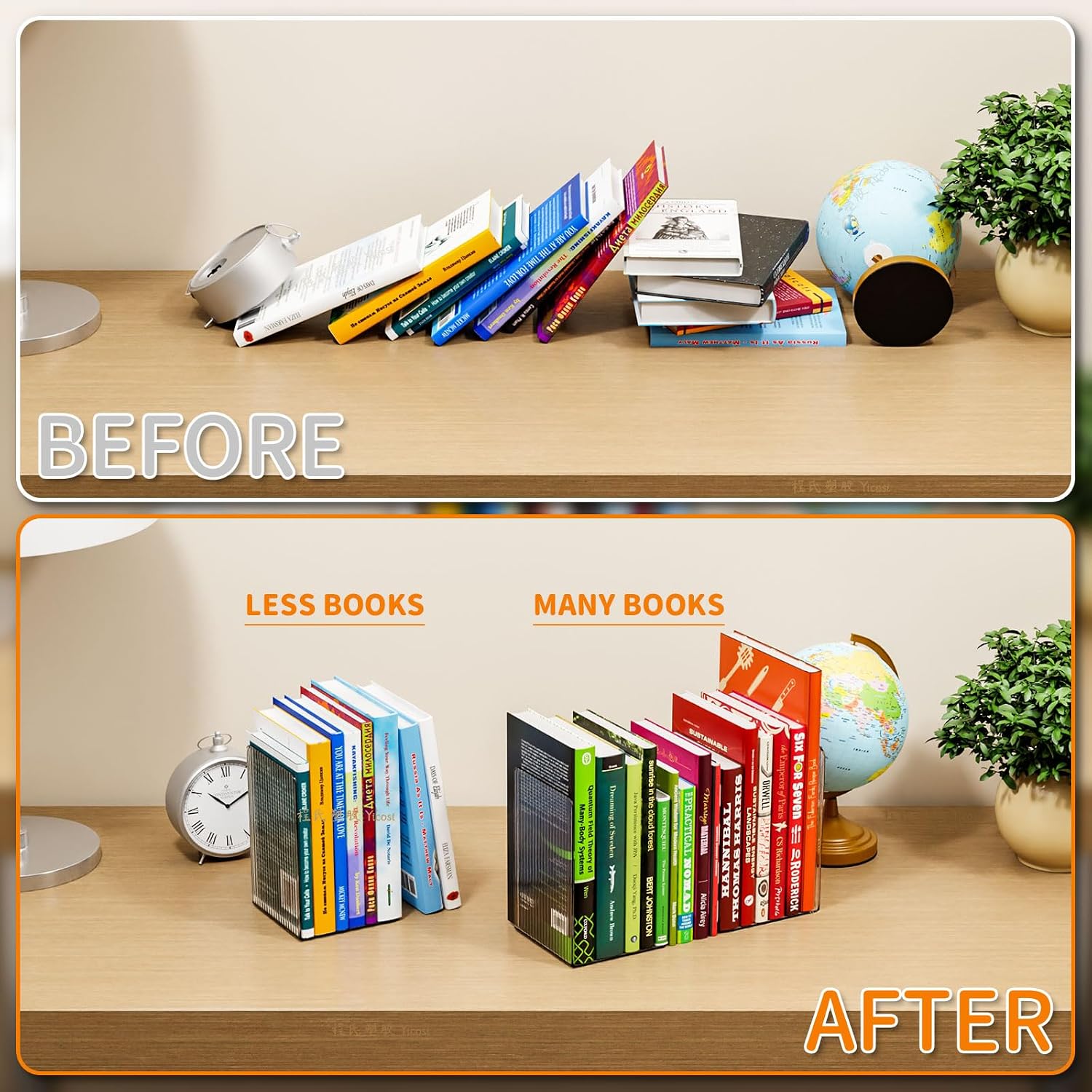 Acrylic Book Ends / Clear / Set of 6