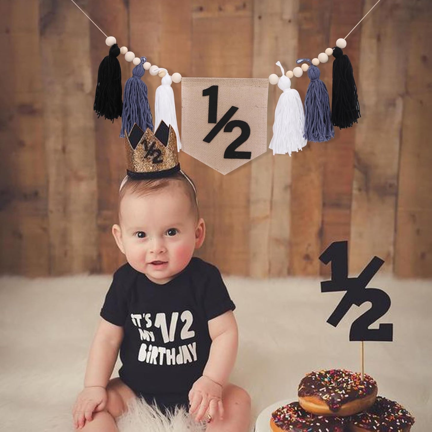 Tassel Wood Bead Highchair Garland / Black