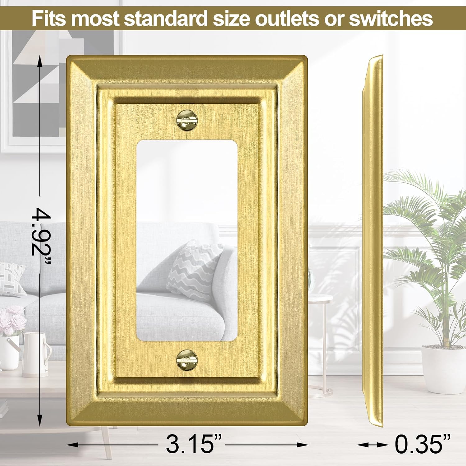 Metal Wall Plate for Electrical Outlets, Applicable to Single Decoretor | Decorative Brass Gold Switch Plates Outlet