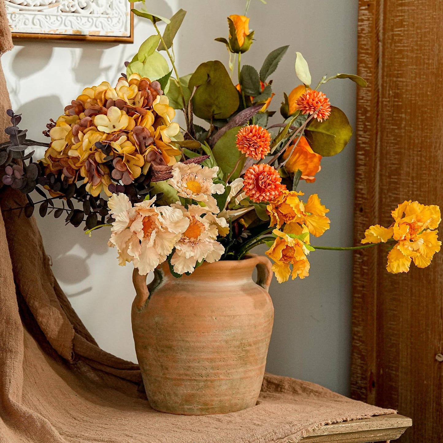 Rustic Ceramic Flower Vase / Style 2 - 6.8 Inch Tall / 7 Inch