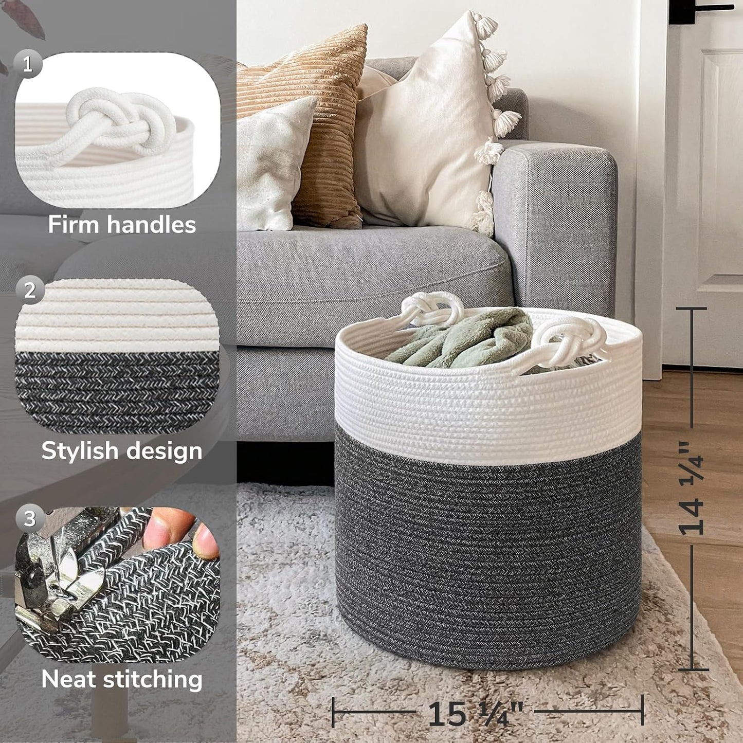 Baby Storage Basket / Dark Gray / 15 x 14.2