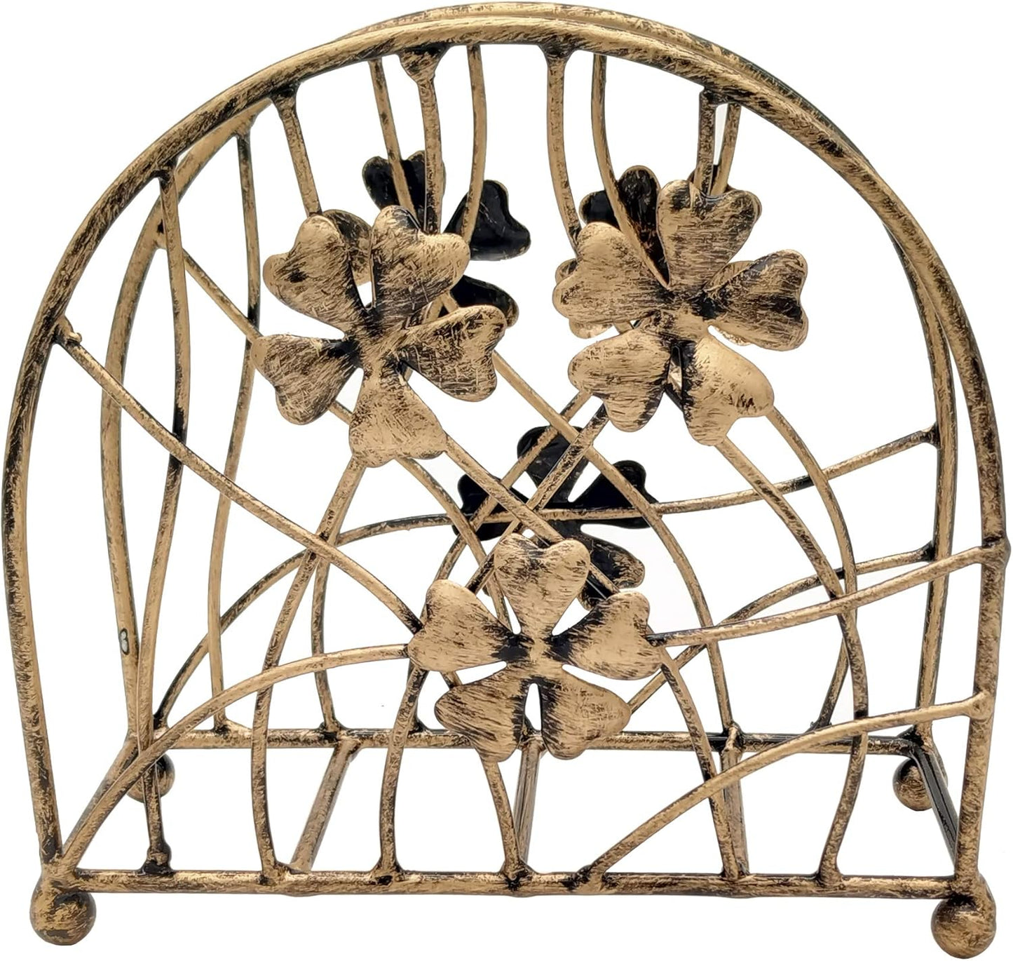 Antique Metal Floral Petals & Branches Tabletop Napkin Holder / Bronze / One Size