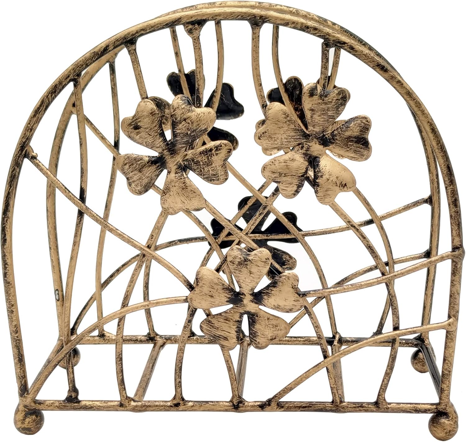 Antique Metal Floral Petals & Branches Tabletop Napkin Holder / Bronze / One Size