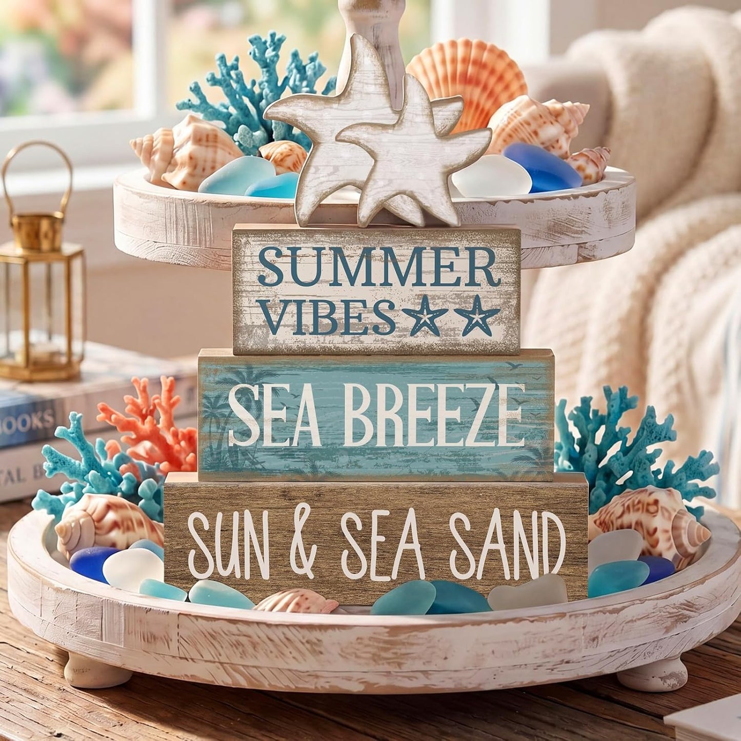 Summer Beach Decorations / Retro Starfish / Set of 4