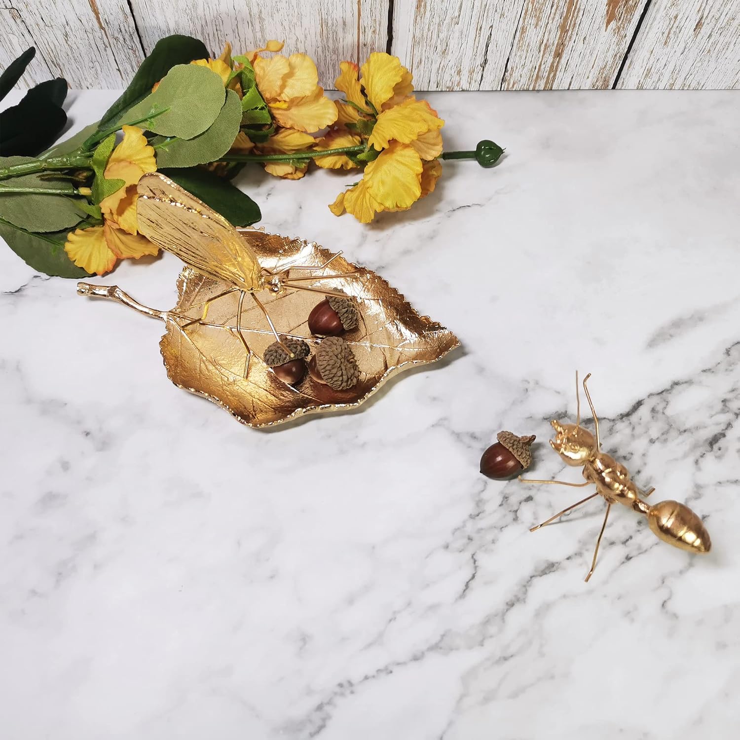 Metal Trinket Dish Leaf Shaped Ring Holder Jewelry Organizer Vanity Dish Tray / Single Mulberry Leaf
