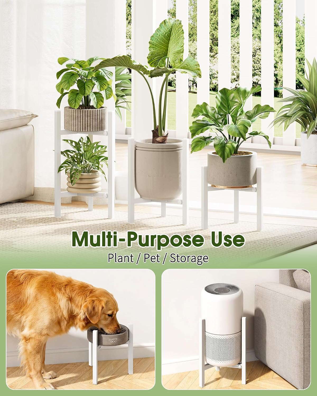 3 Pack Plant Stand Indoor Adjustable, Metal Modern Indoor Plant Stand, Heavy Duty Single Plant Stands Outdoor Corner