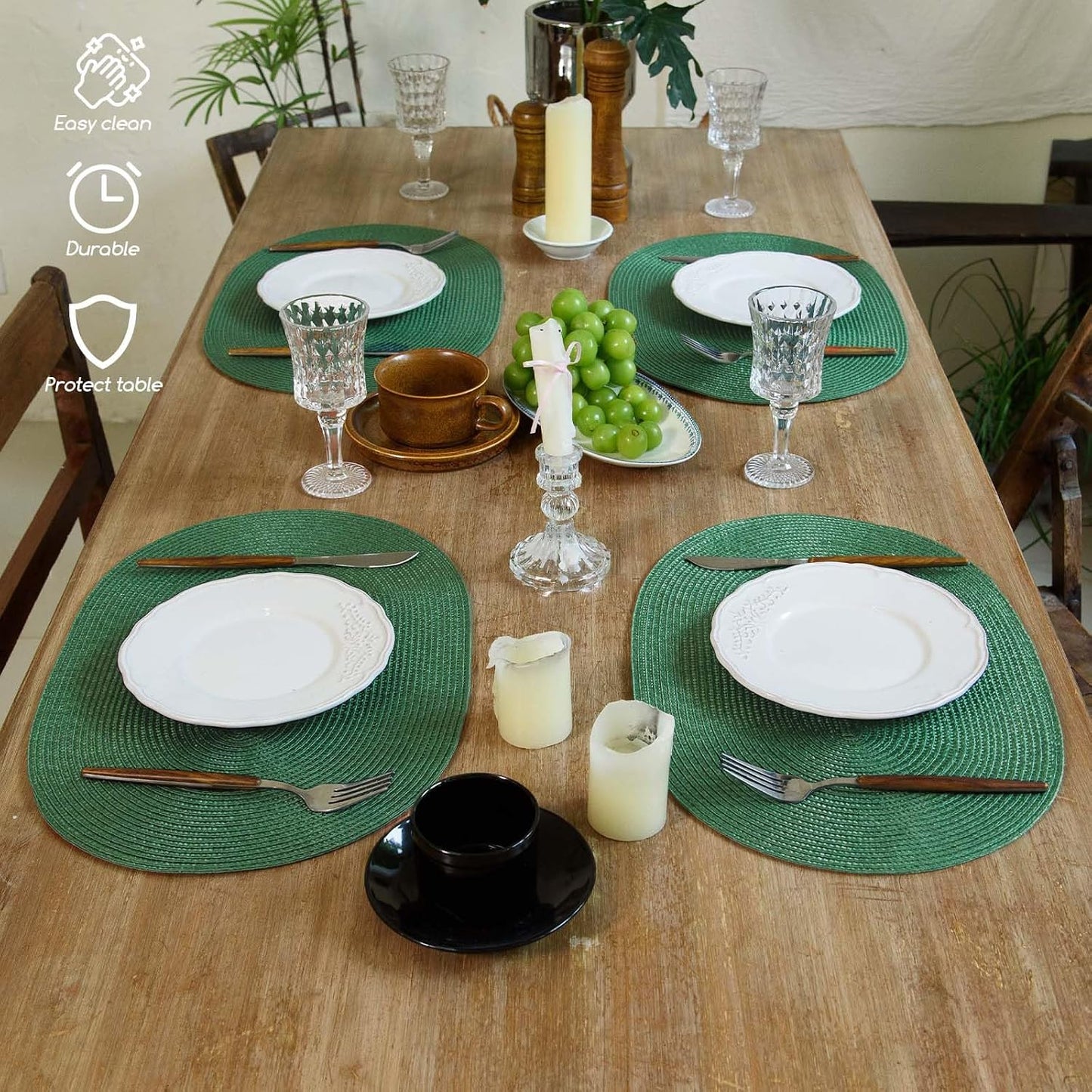 FunWheat Oval Braided Placemats Set of 8 Table Mats for Dining Tables Washable Heat Resistant Place Mats for Indoor