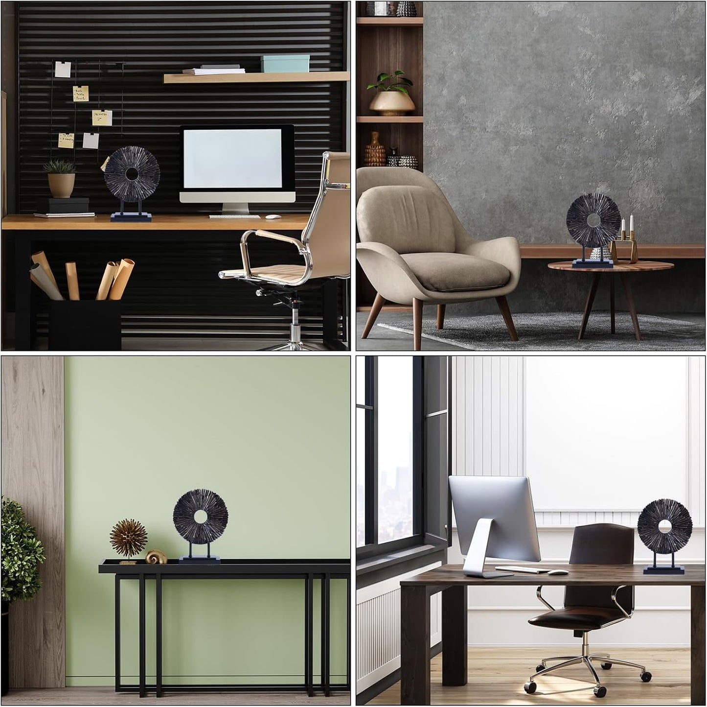 Minimalist Round Statue Above Cabinet Decor Kitchen / Black