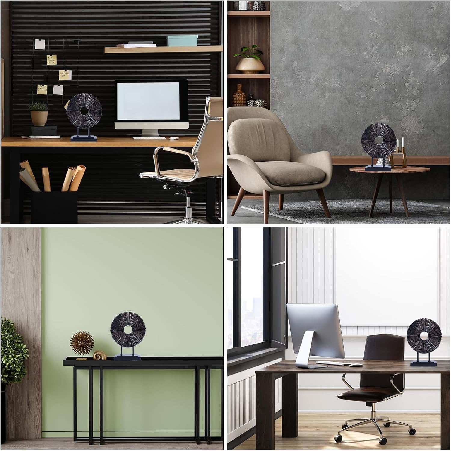 Minimalist Round Statue Above Cabinet Decor Kitchen / Black