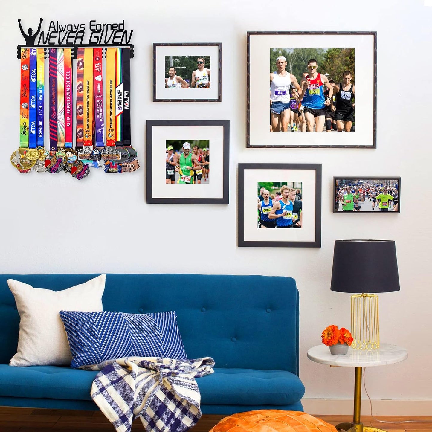 Goutoports Medal Hanger Display Rack - Personalized Award Ribbon Organizer for Sports Race Runner Gymnastics Plaques