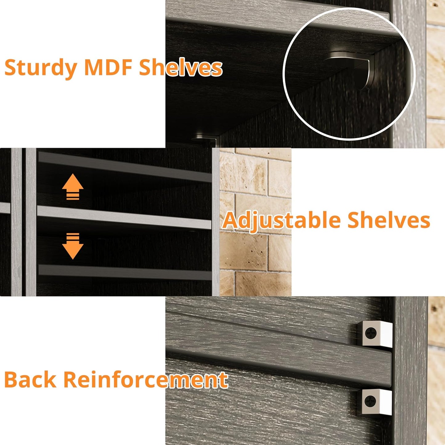 Floor Standing Display Storage Shelves in Tall / Charcoal Grey / 71 Inch