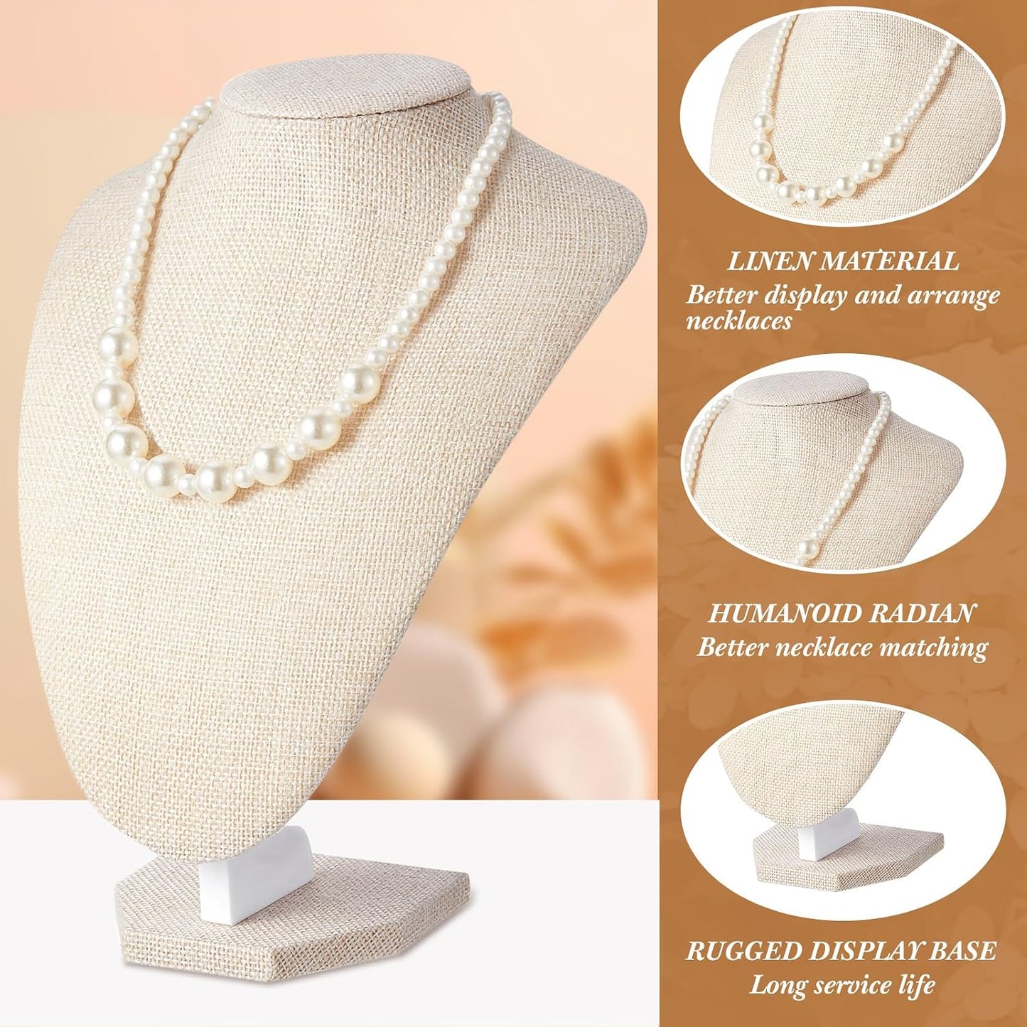 Jewelry Display Set Necklace Display Stand T Bar Bracelet Holder Jewelry / Linen / Flax / Set of 6