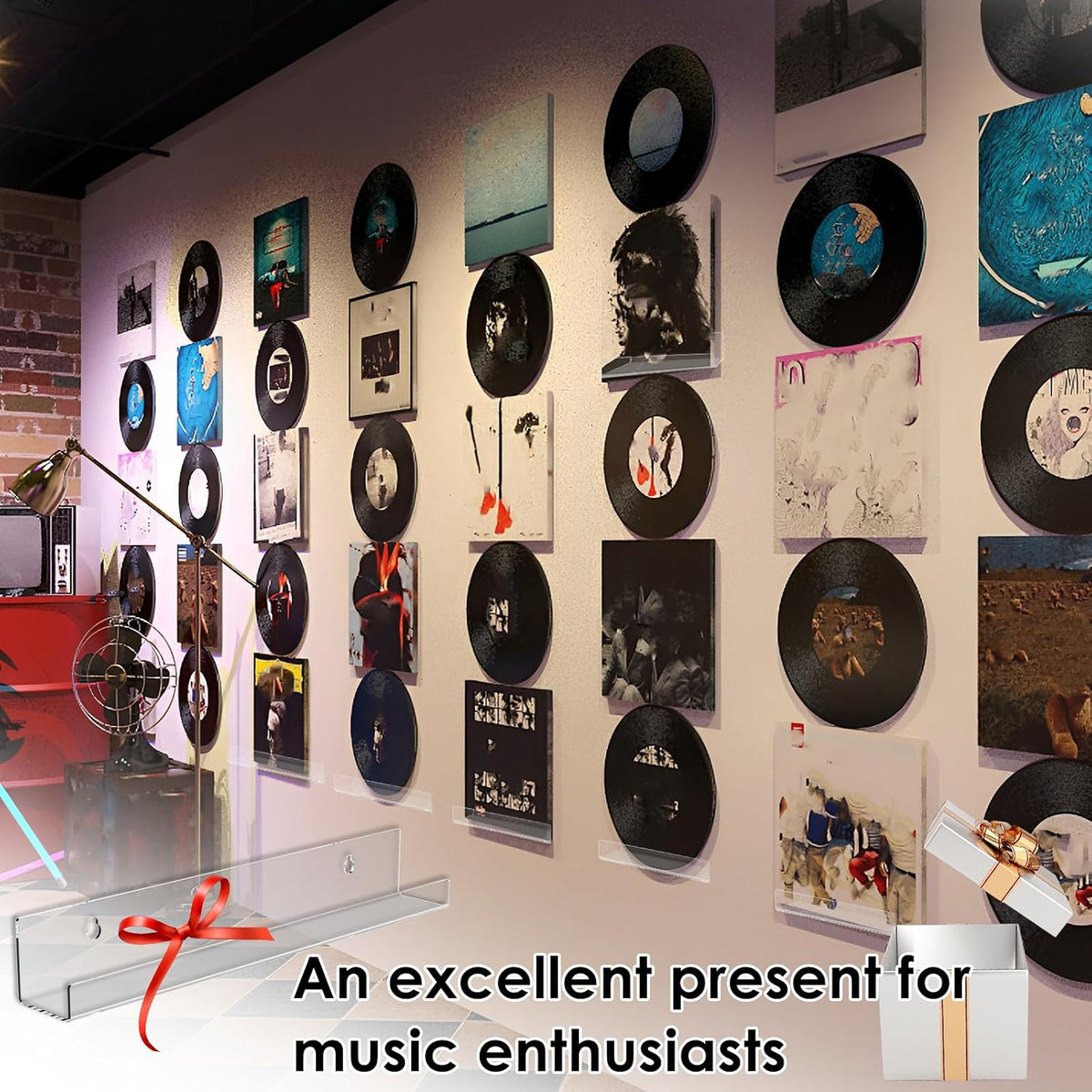 36pc 12inch Vinyl Record Wall Mount Acrylic Shelves Display Vinyl Holder Acrylic Records Wall Display Clear Floating