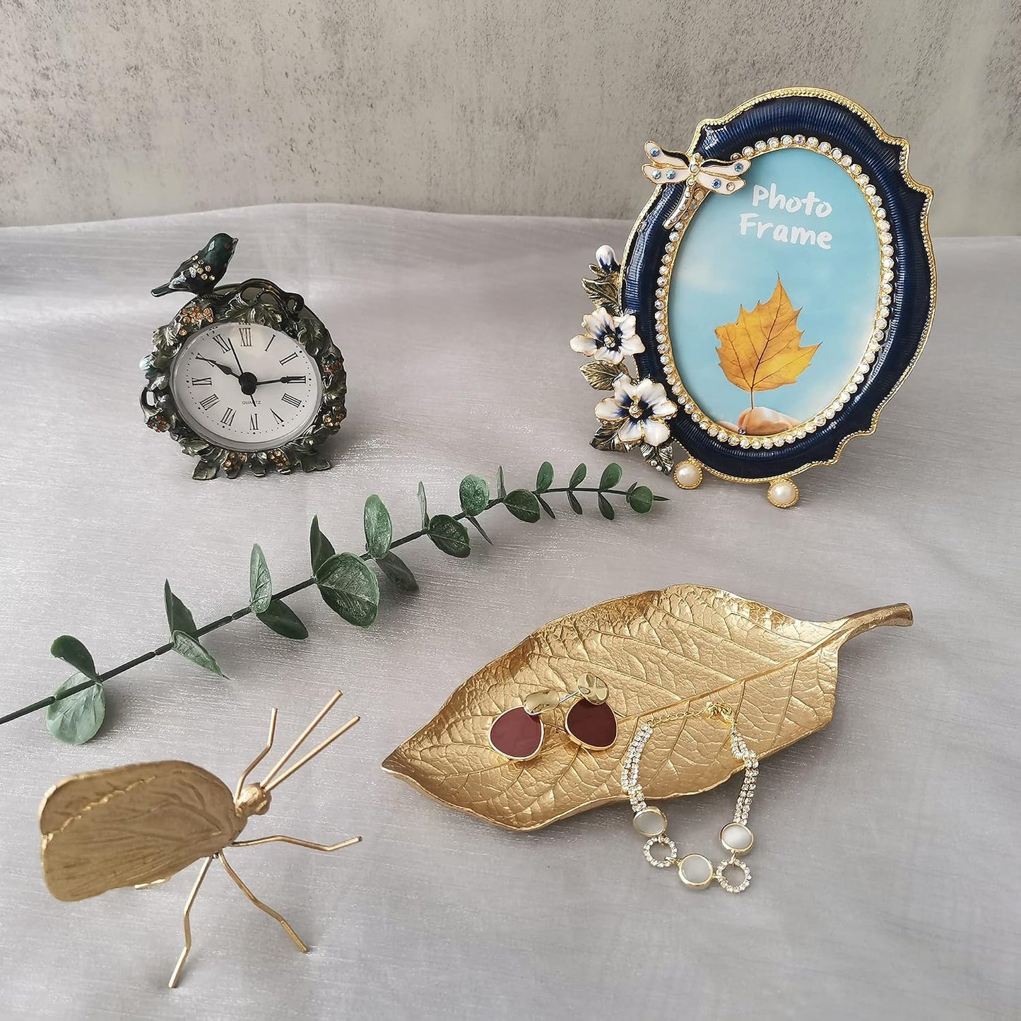 Metal Trinket Dish Leaf Shaped Ring Holder Jewelry Organizer Vanity Dish Tray / Single Mango Leaf