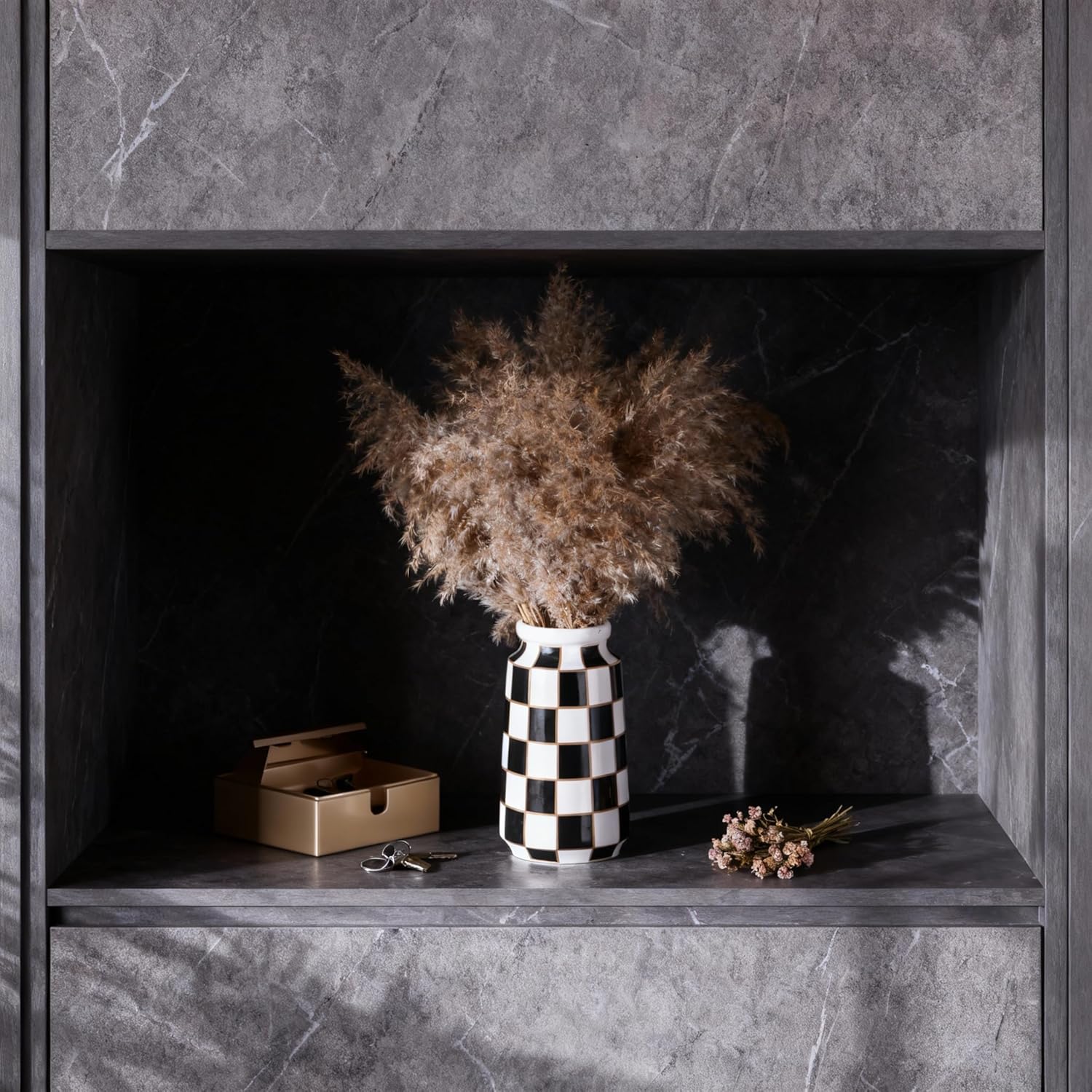 White Ceramic Vase / Black